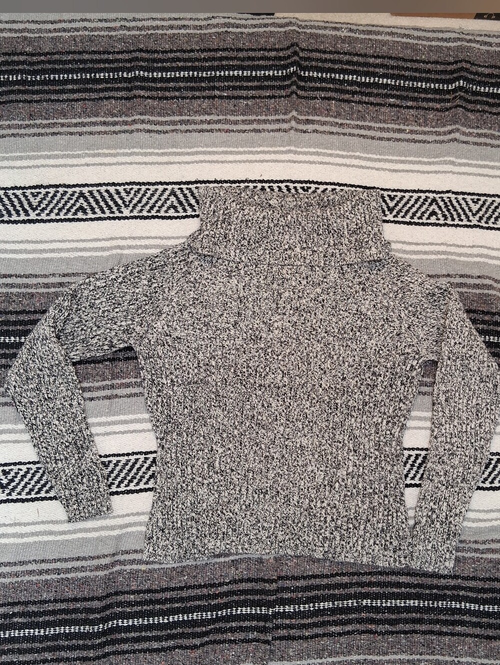 Casual Corner Black & White Marled Turtleneck Sweater